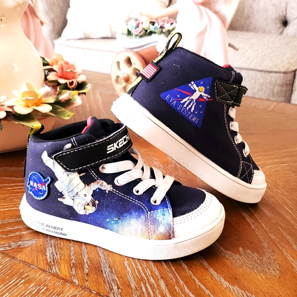 Skechers Kids Navy Blue White Space Sneakers